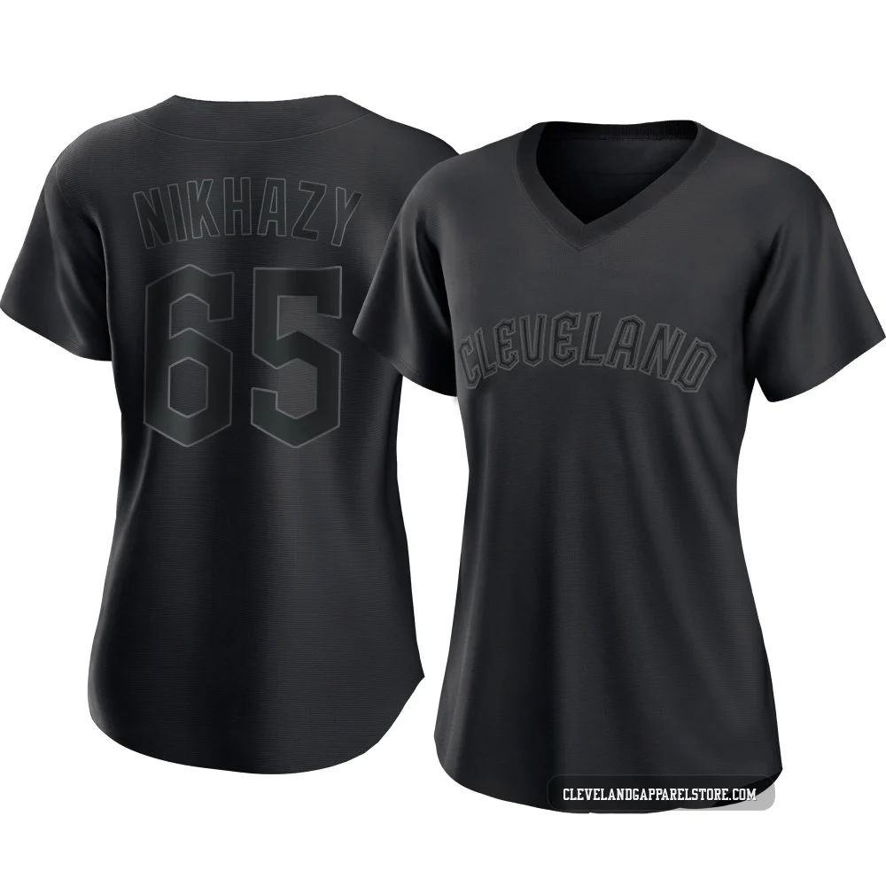 Doug Nikhazy ＃65 Cleveland Guardians Authentic Women's Black Pitch Fashion Jersey