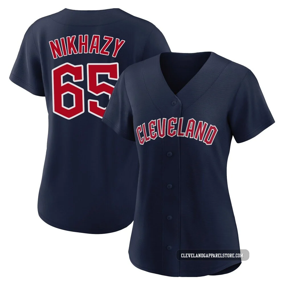 Doug Nikhazy ＃65 Cleveland Guardians Authentic Women's Navy Alternate Jersey