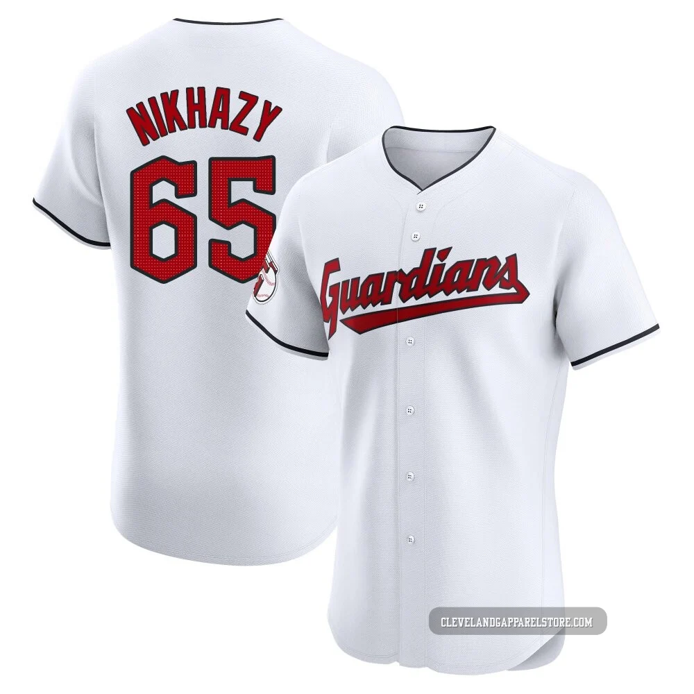 Doug Nikhazy ＃65 Cleveland Guardians Elite Men's White Home Jersey