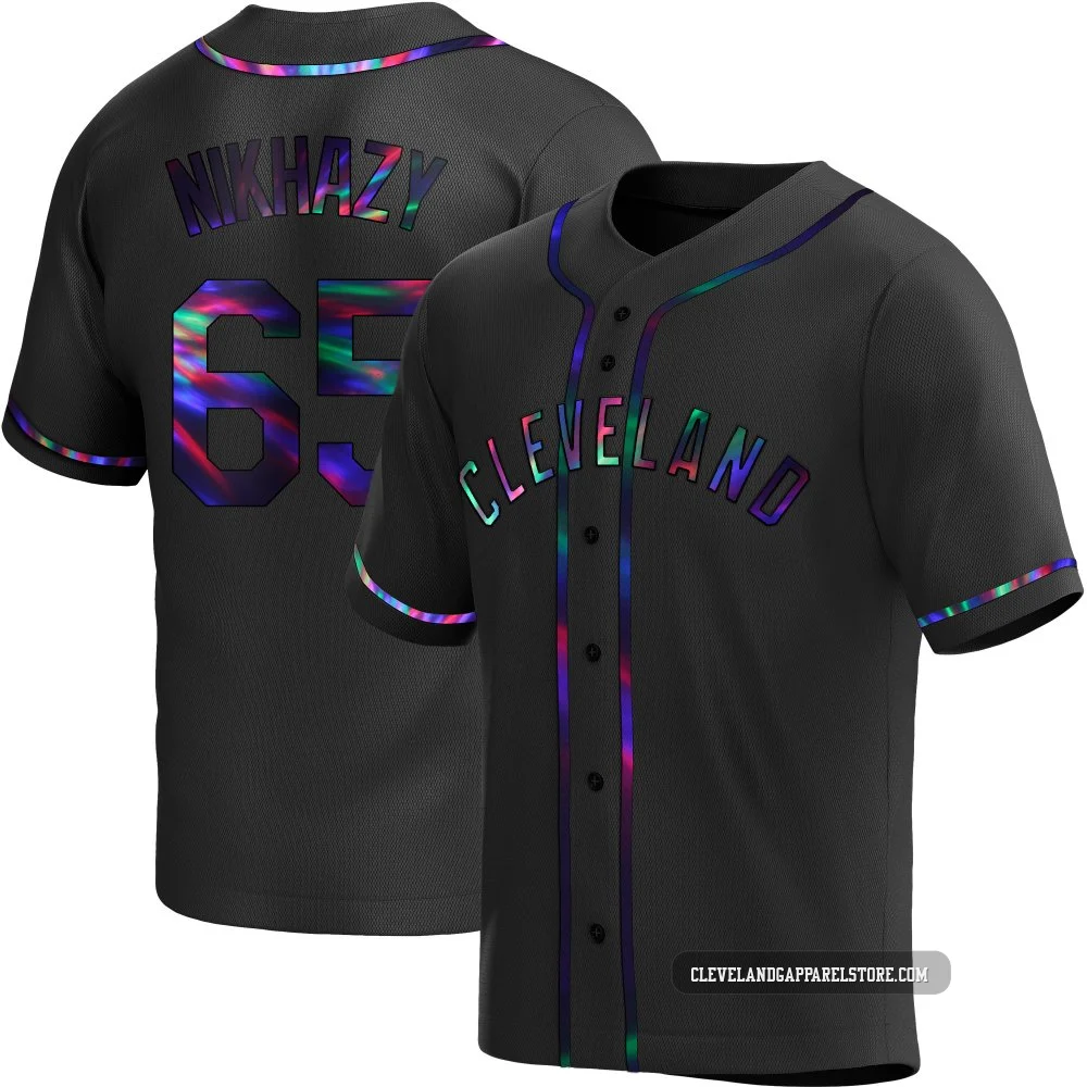 Doug Nikhazy ＃65 Cleveland Guardians Replica Men's Black Holographic Alternate Jersey