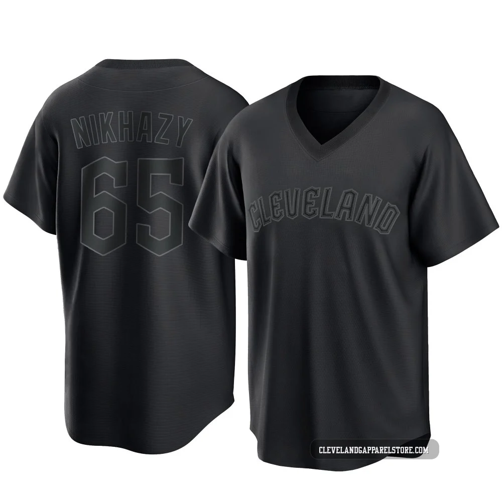 Doug Nikhazy ＃65 Cleveland Guardians Replica Men's Black Pitch Fashion Jersey