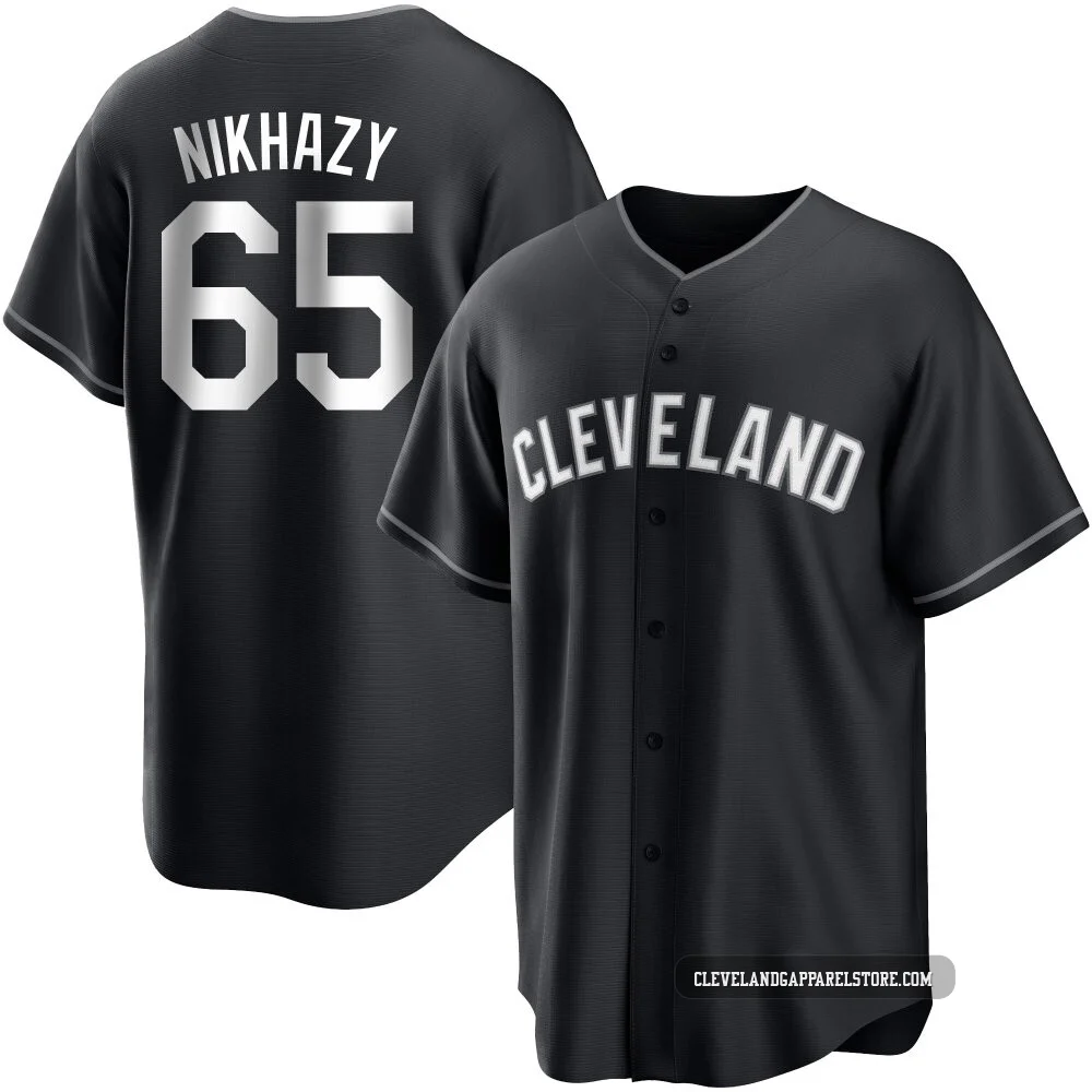 Doug Nikhazy ＃65 Cleveland Guardians Replica Men's Black/White Jersey