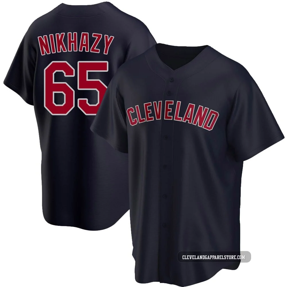 Doug Nikhazy ＃65 Cleveland Guardians Replica Men's Navy Alternate Jersey