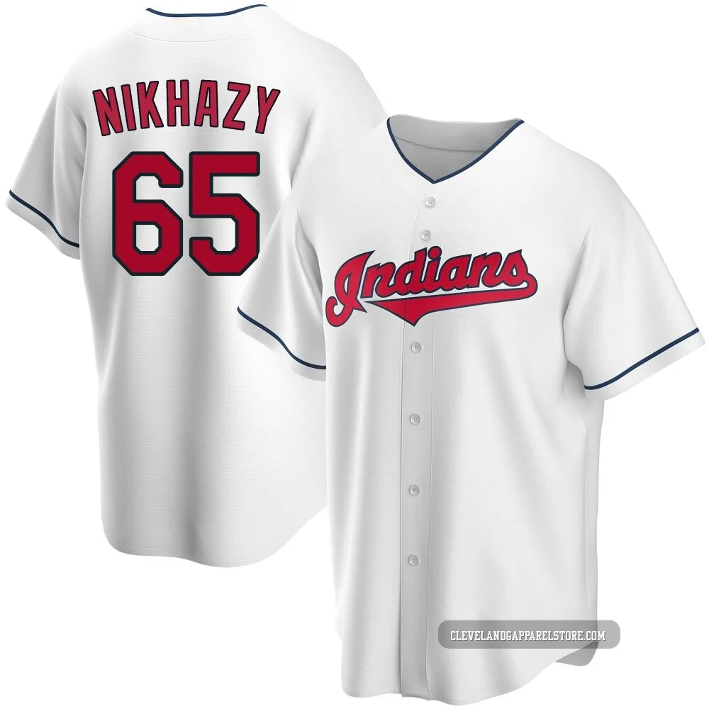 Doug Nikhazy ＃65 Cleveland Guardians Replica Men's White Home Jersey