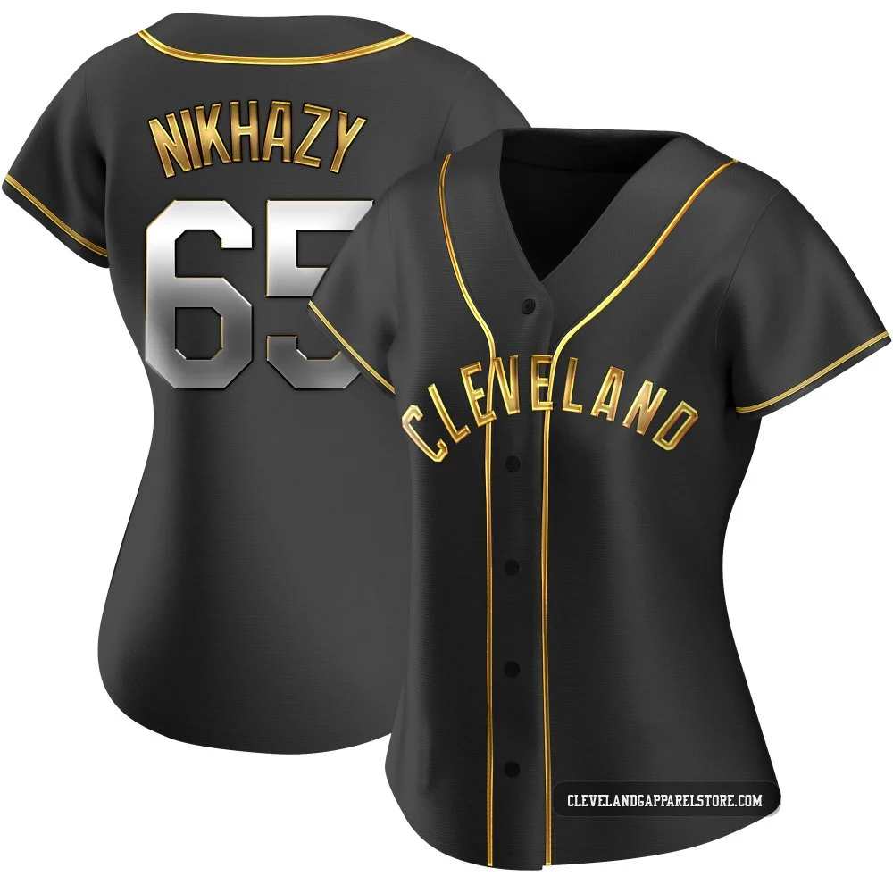 Doug Nikhazy ＃65 Cleveland Guardians Replica Women's Gold Black en Alternate Jersey