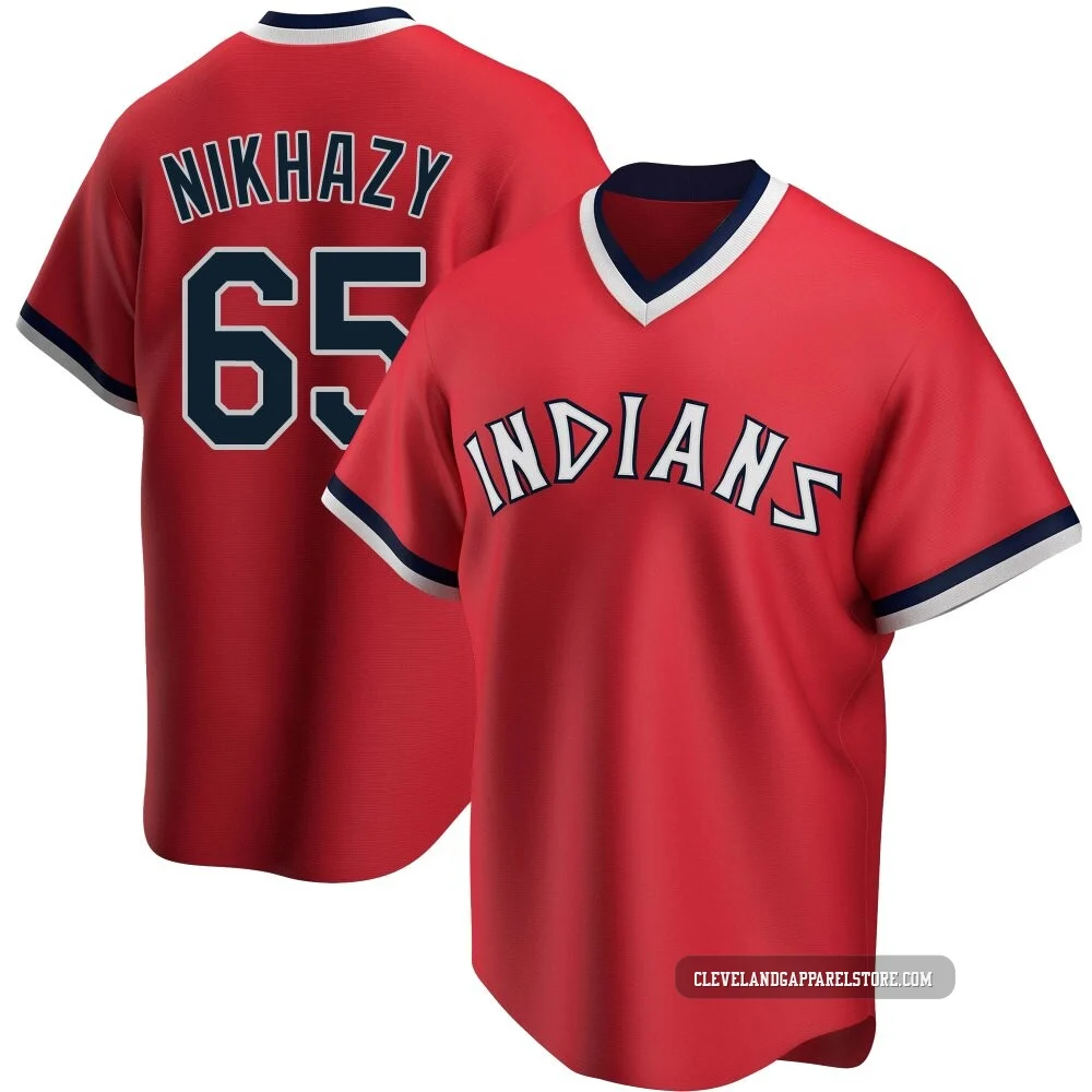 Doug Nikhazy ＃65 Cleveland Guardians Replica Youth Red Road Cooperstown Collection Jersey