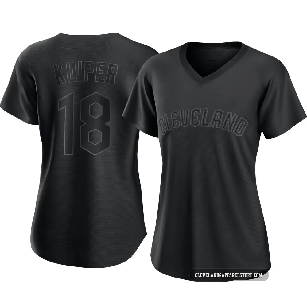 Duane Kuiper ＃18 Cleveland Guardians Replica Women's Black Pitch Fashion Jersey