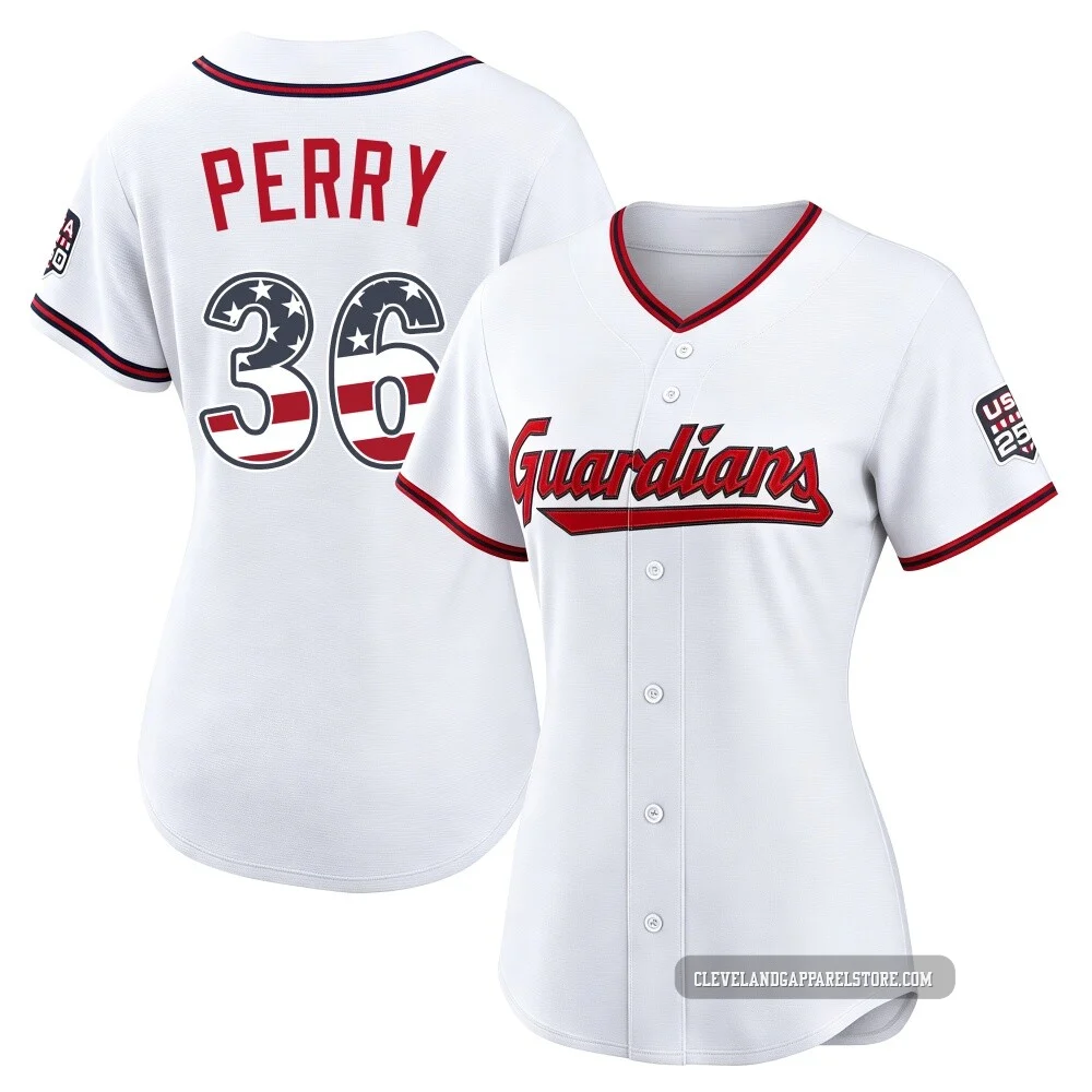 Gaylord Perry ＃36 Cleveland Guardians Limited Women's White USA 250 Fourth Of July Home Stadium Jersey