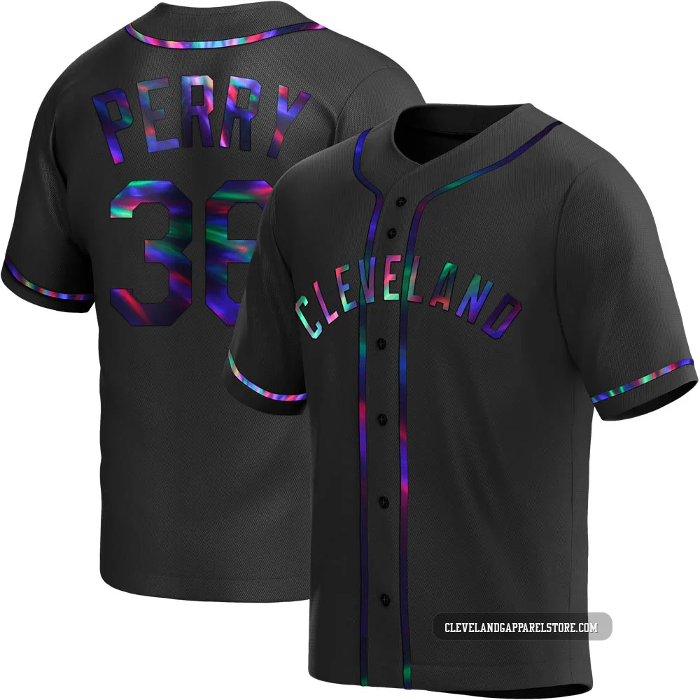 Gaylord Perry ＃36 Cleveland Guardians Replica Men's Black Holographic Alternate Jersey