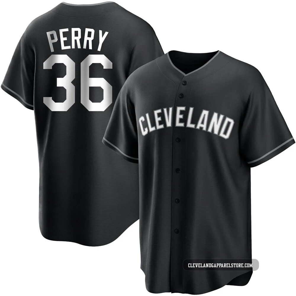 Gaylord Perry ＃36 Cleveland Guardians Replica Men's Black/White Jersey