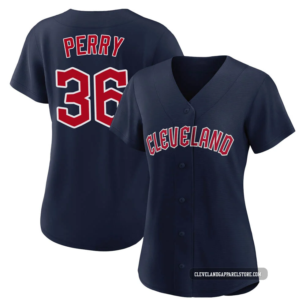 Gaylord Perry ＃36 Cleveland Guardians Replica Women's Navy Alternate Jersey