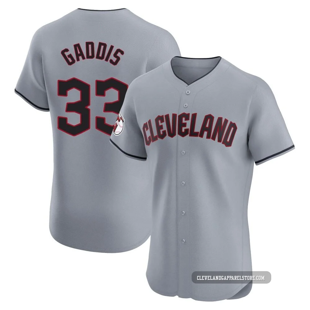 Hunter Gaddis ＃33 Cleveland Guardians Elite Men's Gray Road Jersey