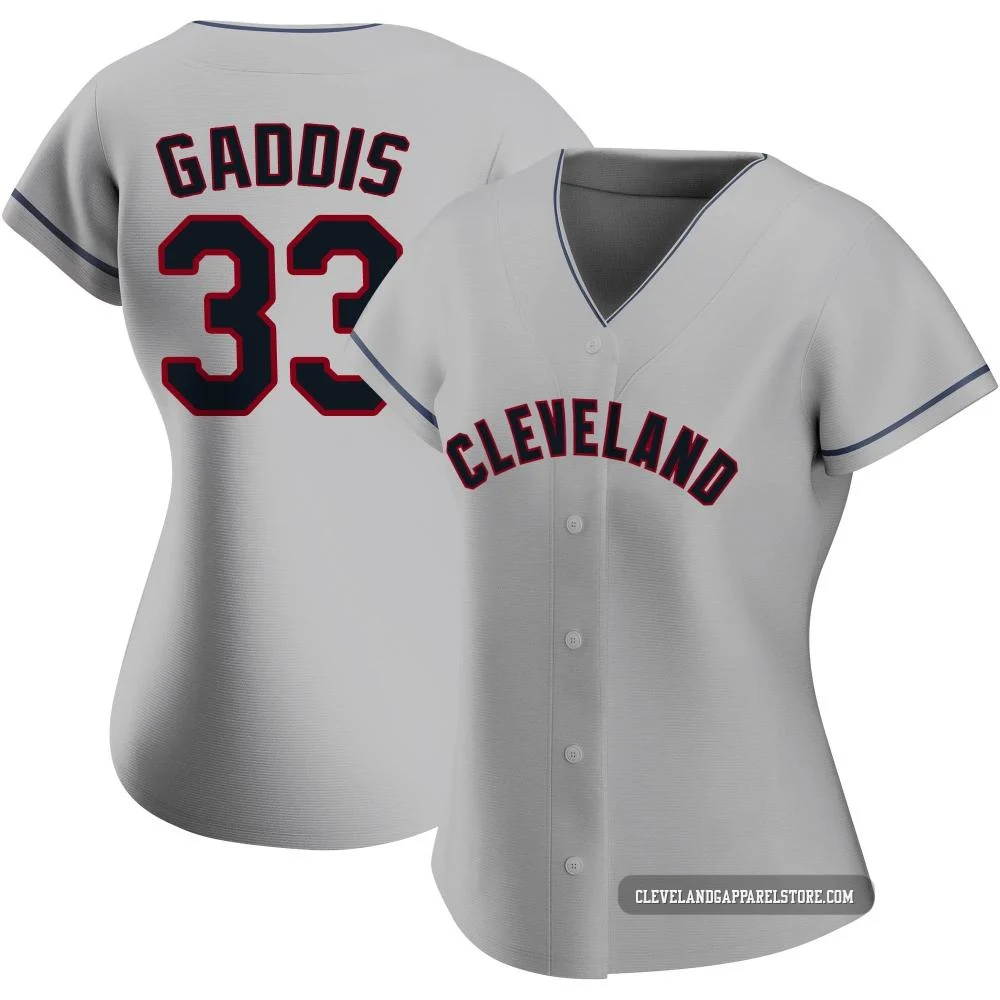 Hunter Gaddis ＃33 Cleveland Guardians Replica Women's Gray Road Jersey