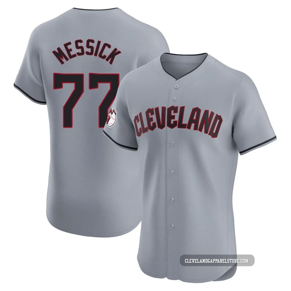 Parker Messick ＃77 Cleveland Guardians Elite Men's Gray Road Jersey