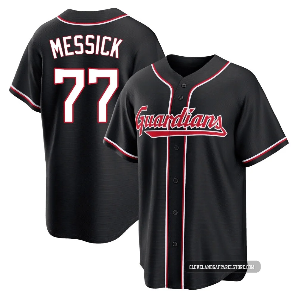 Parker Messick ＃77 Cleveland Guardians Replica Youth Black Fashion Out Jersey