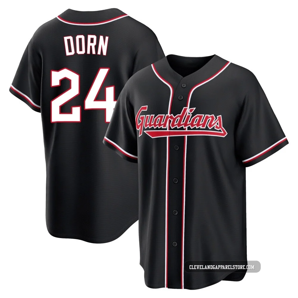 Roger Dorn ＃24 Cleveland Guardians Replica Youth Black Fashion Out Jersey