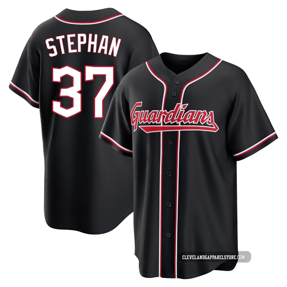 Trevor Stephan ＃37 Cleveland Guardians Replica Youth Black Fashion Out Jersey